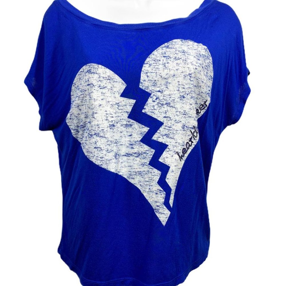 Express Blue Heartbreaker Graphic Top